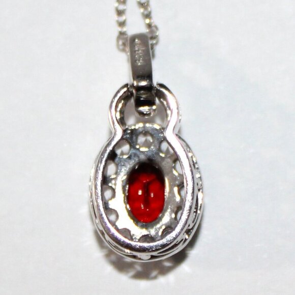 Sterling Silver Garnet & Cubic Zirconia Necklace - Picture 2 of 7
